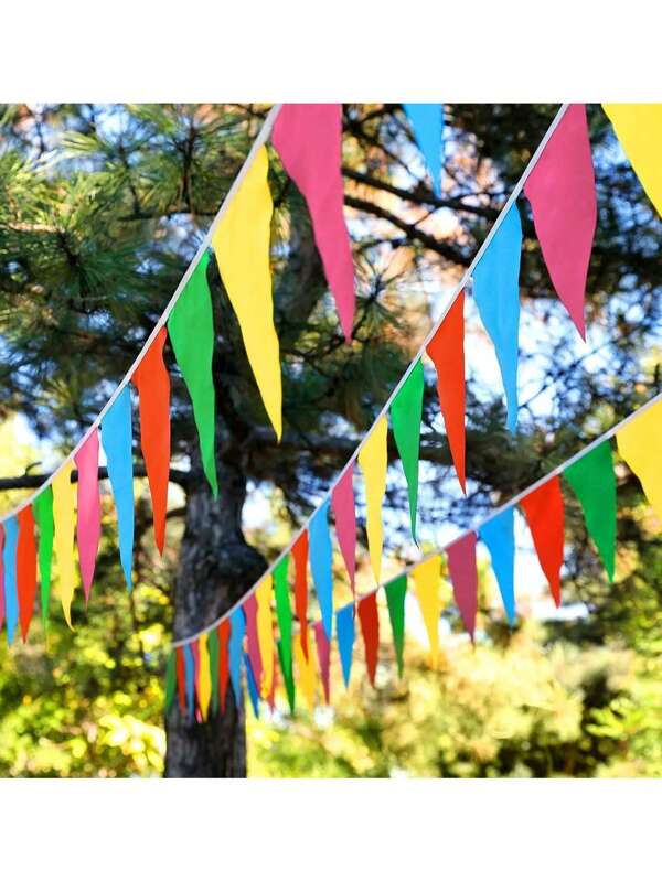 Juego de 150 piezas de banderines de 80M en colores vivos y coloridos, banderín de fiesta multicolor con banderines de tela de nailon de doble cara, utilizado para colgar en celebraciones sencillas como bodas, cumpleaños, fiestas, habitaciones, jardines, fiestas al aire libre, Navidad, Acción de Gracias, Halloween y decoraciones universales para fiestas, decoraciones de tiendas y calles, aislamiento de carreteras y celebraciones en sitios de construcción.