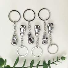 6pcs Simple Fashion Creative Faux Boxing Glove Key Chain, Streetwear Couple Gift, Unisex Decorative Zinc Alloy Pendant For Bags, Clothes, Key Rings