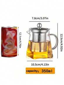 1 Stück dickwandiger hochhitzbeständiger und frostfester Teekanne aus Borosilikatglas, mit 304er Edelstahlfilter, für losen Tee, Kaffee, kochendes Wasser, geeignet für Gasherd & Induktionskochfeld, für Zuhause & Büro, Schulanfang