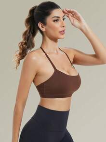 Tender Angel 2pcs Women Sports Bras, One-Shoulder Removable Padded Minimalist Camisole Bras Workout Set - 彩色 - 查看 8