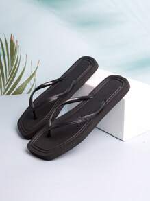 Sandalias tipo chanclas de mujer de unicolor, estilo casual y sencillo, apropiadas para uso en exteriores, playa, baño, con separador de dedos, para primavera/verano
