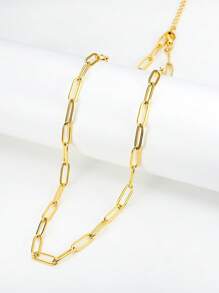 MONALLY 18K Gold Plated 1pc Luxury Fashion Safety Pin Chain Necklace For Women Stainless Steel Jewelry Best Friend Gifts For Party Graduation Prom Accessories