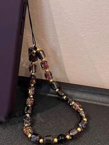 1 pièce Sangle mode en perles de verre, bracelet court pour les clés, le téléphone, les accessoires pendentifs d'appareils photo