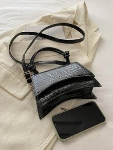 Fashionable Mini Commuter Convenient PU Material Design Women Handbag - Black - View 6