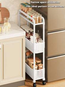 1pc Movable Small Rolling Cart, Narrow Gaps Storage Practical Rack, Multi-Layer Storage Shelves, With 360° Swivel Casters, Suitable For Kitchen/Bathroom/Bedroom/Beside Fridge Storage Rack ,Jewellery Box,Pouch,Makeup Brush Holder,Brush Holder,Perfume Organiser,Pouch Bag