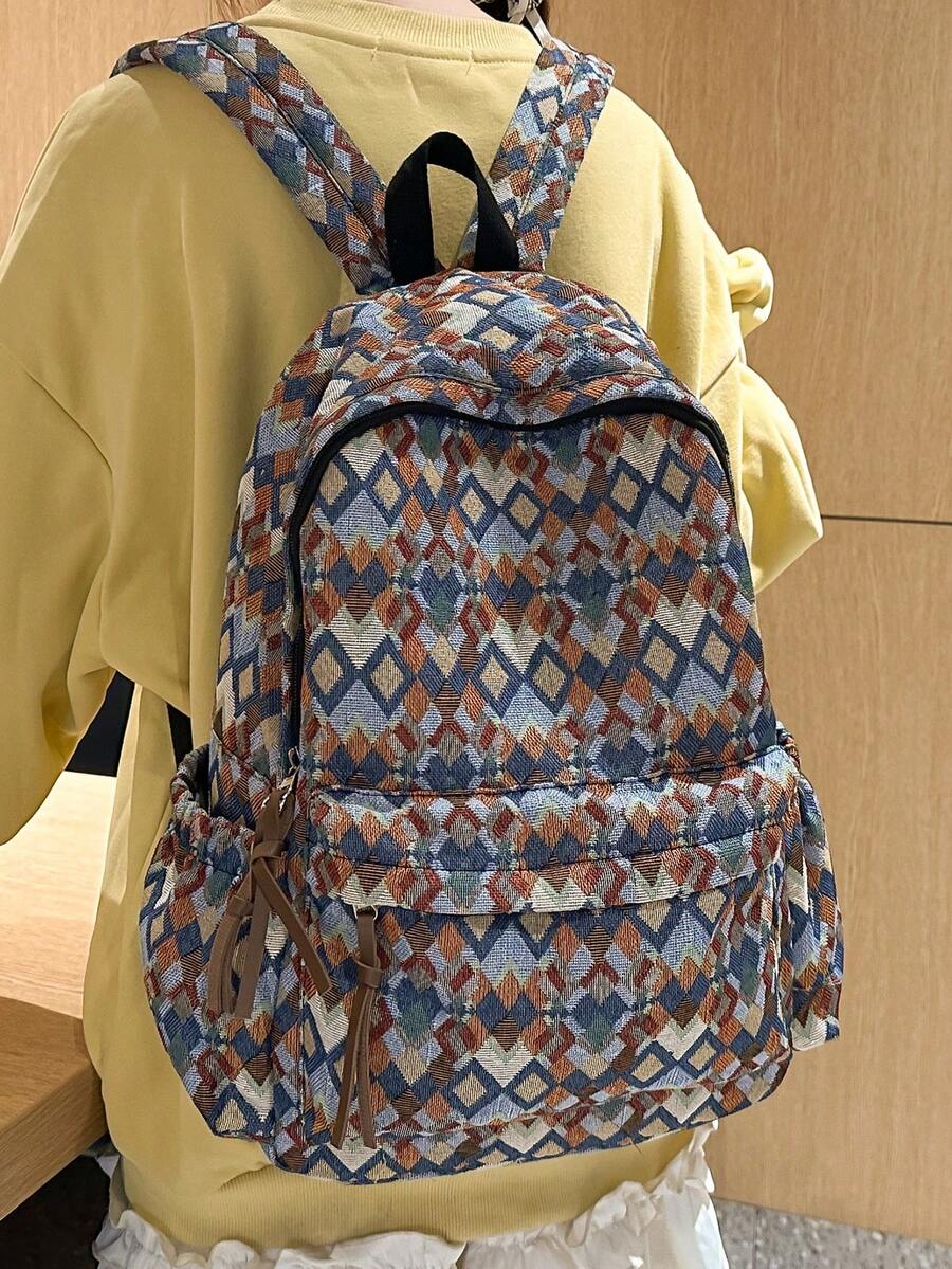 Women's Simple Large Capacity Classic Backpack Flower Big Bag - Multicolor - View 1