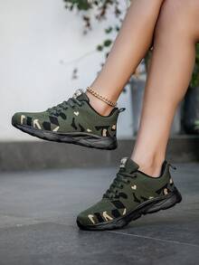 Women's Breathable Mesh Casual Shoes/Athletic Sneakers/Running Shoes, Suitable For All Seasons - 軍綠色 - 查看 4