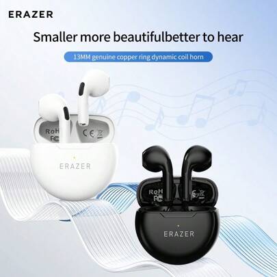 Lenovo Écouteurs sans fil Bluetooth Lenovo ERAZER HT38 TWS avec microphone anti-bruit, son haute-fidélité HD, graves puissants, résistant à la transpiration, léger et confortable, adapté pour le jeu, cadeau pour hommes et femmes, noir/blanc, cadeau de vacances, mini-écouteurs