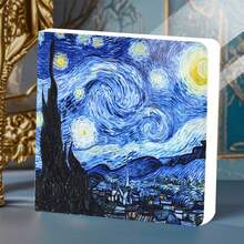 1 pieza/4 piezas Cuaderno de bocetos de Van Gogh, 200 páginas, papel en blanco, libreta de bocetos de viaje, portátil, dibujo a mano, libro de pintura DIY, pintura artística, suministros de pintura artística - 14 cm x 14 cm - Ver 14