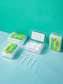 400-50 Palillos dentales con hilo dental, hilo dental portátil para viajes, hilo dental ultra fino arqueado para limpieza dental, esenciales de viaje, adecuado para restaurantes, cocinas, salas de estar, de vuelta a la escuela