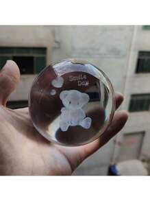 Customized Creative 3D Carved Crystal Ball With Base, Desk Decor Gift, Cute Bear Crystal Ball Customized Text, Christmas/Birthday Gift, Valentine Day Decor, Wedding, Valentines Party Favors, Galentines Party Favors, Gift Ideas