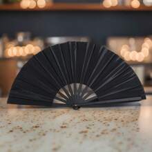 Kung Fu Folding Fan, Martial Arts Performance Bamboo Fan, Thicker Carbonized Bamboo Bone Silk Dual-Use Fan, Wedding And Festival Decoration Cooling Fan, Gift For All Ages, Classic Black Summer Cooling,Beach,Travel