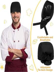 Adults Chef Hat, Chef Cap For Men Women, Adjustable Cooking Hat With Elastic Band, Professional For Kitchen Coffee Restaurant Food Service, Kitchen Supplies - Multicolor - View 3