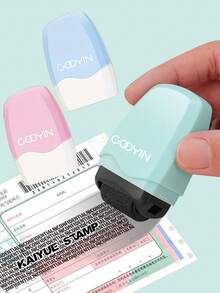 1卷耐用ABS材质身份保护卷式封条胶带，可重复使用，隐私保护罩，适用于遮盖机密信息和地址，防窥设计，蓝/粉/绿三色可选，时尚光滑表面，速干。