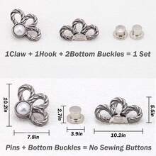 1 Piece Adjustable Pants Waist Size Flower Shape Pin, Fits Jeans, T-Shirts, Pants, No Sewing, Removable Button Pin Without Tools, 1 Piece Pants Waist Tightener, Flower Style Removable, Flower Jeans Button Pin, Instant Jeans Buttons For Loose Jeans, Pants Waist Clips Without Sewing, Adjustable Waist Button Extender Set - Adjustable Waist Buckle - View 7