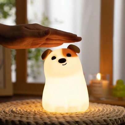 Đèn ngủ silicon cho chó có hẹn giờ, đèn ngủ có thể điều chỉnh độ sáng, đèn ngủ LED sạc USB, trang trí phòng ngủ, đèn ngủ, đèn pin 1200 MAh và hẹn giờ, phòng di động, đèn ngủ silicon cho chó