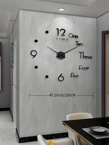 1 pieza de reloj de pared acrílico DIY, set grande sin marco creativo, fácil de instalar, reloj silencioso, set de reloj de pared DIY, decoración para sala de estar, dormitorio, decoración del hogar, reloj de pared para dormitorio, decoración de vuelta a la escuela