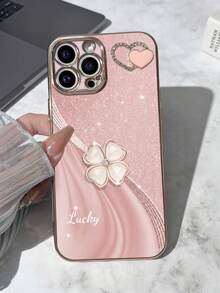 1 个粉色 TPU 电镀心形图案手机壳和 1 个粉色电镀水钻心形手机壳，兼容 Apple/Android/OPPO 手机，适用于 16 Pro Max、 15 Pro Max、A52 4G、A31 4G、A23、Redmi Note 11 Pro 4G、Redmi Note 12 4G、OPPO A54、A14、A54 - 彩色 - 查看 1