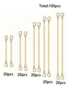 用于项链、手链、脚链和珠宝制作的延长链，双头龙虾扣珠宝延长链，金色和银色 - 2 英寸、3 英寸、4 英寸、5 英寸、6 英寸 - 多色 - 查看 12