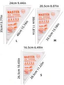 50 piezas Bolsas desechables para repostería, bolsas de manga pastelera con impresión de caracteres chinos, para hornear - Blanco - Ver 2