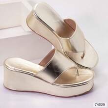FlatForm Wedge Sandal Comfort Clog Platform High Heel Light - Gold - View 3