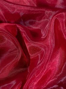 1pc Burgundy Semi-Transparent Organza Fabric, Silky Shiny Stiff Tulle For Wedding Dress DIY, Garment Sewing Crafts, Wedding Decor