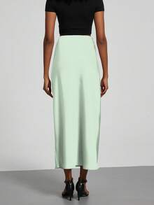 Women's Fashion Elastic Satin Feeling Satin Maxi Skirt, Suitable For All Seasons - Light Green - View 7