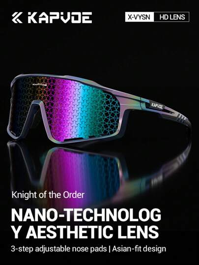 KAPVOE KAPVOE Fiber Pattern Cycling Glasses Men Women Outdoor Sports Road Bike MTB Bicycle Eyewear Camping Climbing Accessories Golf Baseball Equipment Color Perception, Contrast Enhancement Lotus Leaf Bionics, Oil-Proof And Waterproof