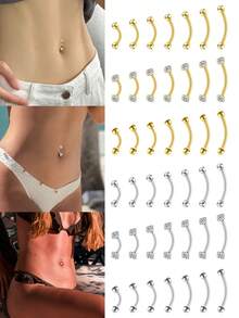 3 chiếc khuyên rốn nhỏ bằng thép không gỉ 316L 14G dành cho nữ, khuyên rốn nhỏ bằng thép không gỉ, trang sức xỏ khuyên Rook, khuyên lông mày, khuyên cong không gây dị ứng, 6/8/10/12/14/16/18mm - Nhiều màu - Xem 3