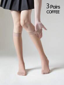 3 pary damskich pończoch siateczkowych do ud, seksowne czarne pończochy, khaki podkolanówki, oddychające i chłodne, letnie, prześwitujące rajstopy siateczkowe, Y2K, przytulne - Wielokolorowe - Zobacz 9