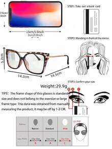 Gafas sin receta con montura grande de ojo de gato en estilo retro, gafas de moda casual diarias para mujer - transparente - Ver 11