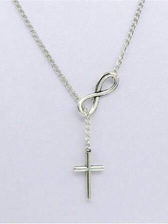 1 st Cross & Infinity Sweater Chain Smycken Populära kvinnors halsband