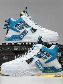 Fashionable Men Skate Shoes, Comfortable Anti-Skid Casual Lace-Up Sports Sneakers, Suitable For Outdoor Activities, Matching - White Orchid - View 1