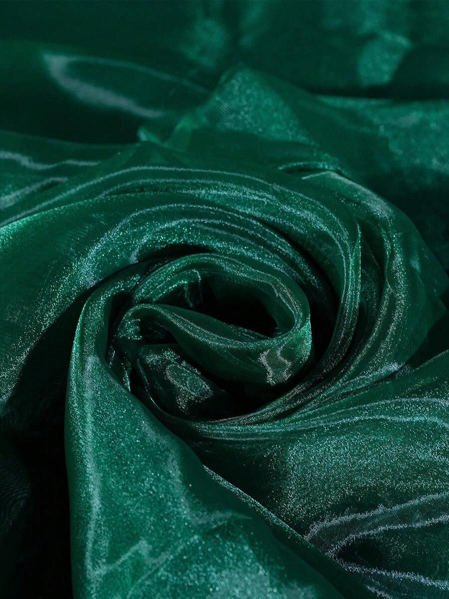 1 mảnh vải Organza màu xanh ô liu trong suốt, vải tuyn bóng mượt trong suốt, dùng để may váy cưới tự làm, đồ thủ công trang trí đám cưới - Màu xanh lá cây đậm - Xem 1