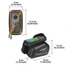 1pc 7-Inch Hardshell Bicycle Handlebar Bag, Waterproof Bike Saddle Bag With TPU Touch Screen, Detachable Shoulder Strap, EVA Material, Bicycle Accessories Storage Bag - Black - View 5