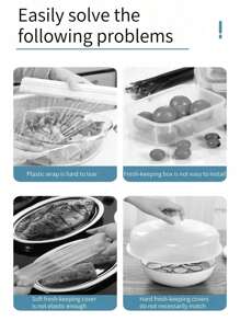 100 pièces film plastique jetable réutilisable, couvercle plat de sac, sac de rangement alimentaire et couvercle plat élastique utilisés pour préserver les fruits et légumes et garder les aliments frais.