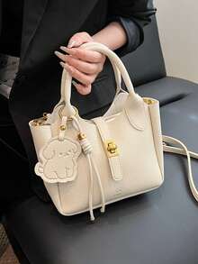 Niche Casual Tote Handbag For Women, Fashionable Bucket Bag, Versatile Crossbody Bag, Spring 2025 - White - View 3