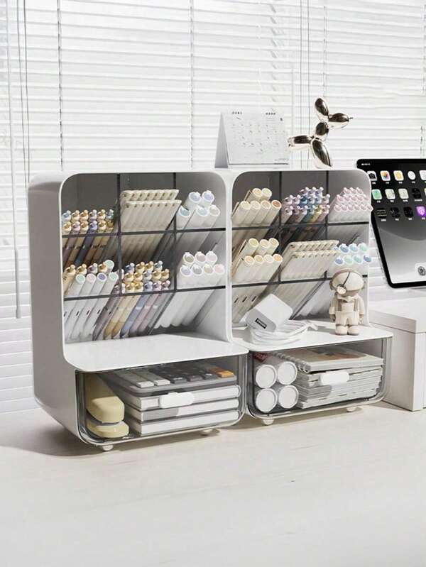 1pc Lightweight Oblique Pen Holder - Multi-Use Desk Organizer For Office, Oblique Insertion Pen Holder, Student Desktop Stationery Storage Boxes Bedroom, Dorm | Easy Insert Setup, Space-Efficient