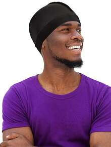 Cappellino da uomo in raso traspirante con effetto turban, cappellino da corsa e fitness con design elastico e regolabile, cuffia sportiva