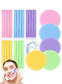 200pcs Compressed Facial Cleansing Sponges - Made Of Synthetic Cellulose Fiber, Breathable, Soft And Comfortable, No Irritating Chemicals Or Odor, Safe And Gentle On Skin. Lightweight, Compressed Into Stick Shape For Easy Portability, Expands Into Round Shape When Soaked In Water. Suitable For Daily Life, Travel, Gathering, Office, Camping, Etc. Can Also Be A Perfect Gift Choice For Women.