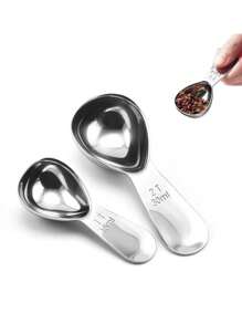 1/2pcs Stainless Steel Coffee Spoons Coffee Measuring Scoop With Graduated Measuring Spoon 15ml/30ml Beans Tea Sugar Barista Tools,School Supplies