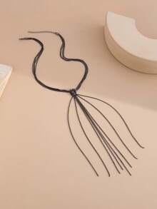 1pc Elegant Metal Chain Knotted Tassel Necklace, Luxury Fashion Necklace For Women, Suitable For Wedding, Party, Street Wear - Necklace - View 10