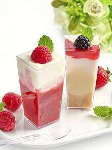 50pcs/Set Mini Dessert Cups With Lids, Pudding Jars, Summer Dessert Cups, Ice Cream Cups, Mousse Cake Cups, Suitable For Mother's Day, Birthday Party, Back To School, Graduation, Wedding Party, Singles Party, Halloween, Christmas And Other Holiday Parties