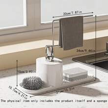 1pc Kitchen/Bathroom Soap Dispenser With Storage Shelf, Multi-Functional Dish Soap/Hand Soap Dispenser With Sponge Holder, Refillable And Reusable Detergent Dispenser For Sink, Countertop, Shower Room Kitchen Items Kitchen Accessories Kitchen Tools - Multicolor - View 20