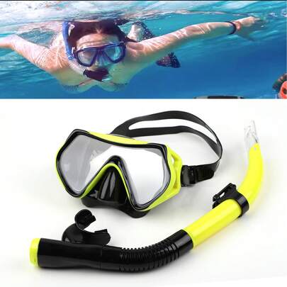 SHENYU Máscara de esnórquel universal para adultos y adolescentes con tubo de respiración, conjunto de gafas de buceo y natación, artículos esenciales de playa, accesorios de playa, flotador de piscina