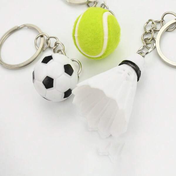 1 pieza Llavero con forma minimalista de balón de fútbol/bádminton/tenis, modelo realista de equipo deportivo casual, recuerdos para fiestas, decoración diaria para bolsos/teléfonos, accesorios para automóviles, encantos para mochilas escolares, accesorios góticos lindos de Y2K, ideas de regalo para el Día del Maestro, Navidad, encantos para bolsos, accesorios para automóviles, amigos, hermanas