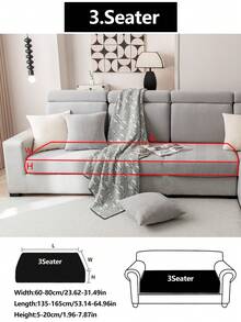 1pc Stretch Sofa Cover, Non-Slip Full Coverage Sofa Seat Cover, Suitable For All Seasons, Fabric Thickened Sofa Slipcover, Machine Washable, Dust-Proof, Pet-Friendly, Decorative Sofa Protector, Adjustable For Corner Sofa, Bedroom, Office, Living Room, L-Shaped Sofa And 1/2/3/4 Seater - Light Grey - View 19