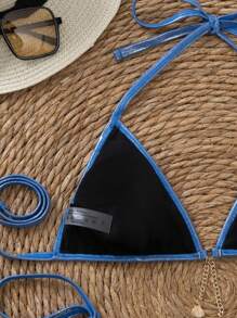 Fashionable Sexy Women's Halter Tie-Front Bikini Two Pieces Swimwear