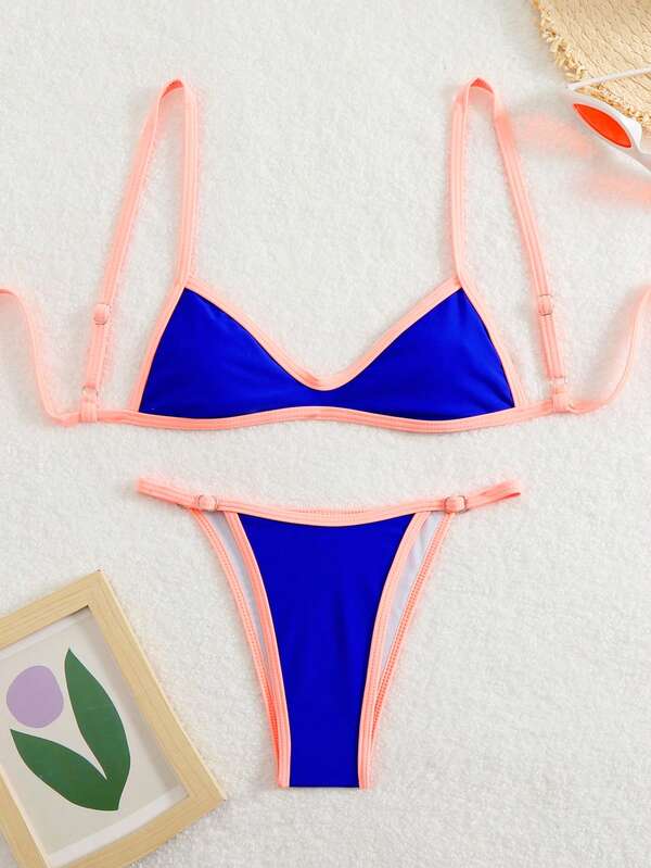 sexy Bademode-Stil Bikini-Set mit Kontrastfarben,