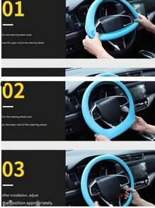 1pc Car Silicone Steering Wheel Cover Men And Women Summer Fashion Sweat-Absorbent Non-Slip Handle Cover Universal Four Seasons Thin Soft Ice-Cold Steering Wheel Cover Car Universal Silicone Thin Steering Wheel Cover Wear-Resistant Comfortable Feel Essential Supplies